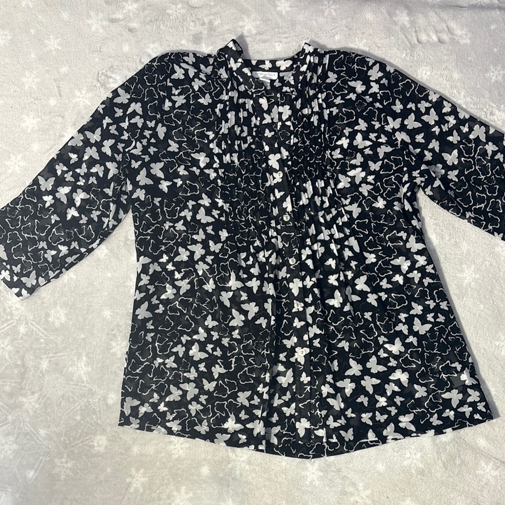 Charter Club Monochrome Butterfly Top